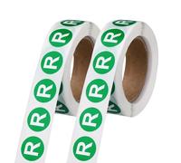 PATIKIL 0.6" Letter Stickers, 1200Pcs Alphabet Stickers Letter R Round Labels Small Vinyl Self Adhesive Label Circle Decals 2 Roll Capital Initial for Office Home Organize Inventory, Green