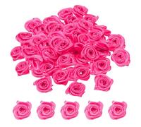 PATIKIL 0.6" Mini Satin Ribbon Roses, 50 Pcs Tiny Fabric Flowers Embellishments Rosettes Applique for DIY Crafts and Wedding, Rose Red