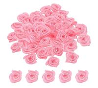 PATIKIL 0.6" Mini Satin Ribbon Roses, 50 Pcs Tiny Fabric Flowers Embellishments Rosettes Applique for DIY Crafts and Wedding, Pink