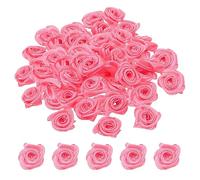 PATIKIL 0.6" Mini Satin Ribbon Roses, 70 Pcs Tiny Fabric Flowers Embellishments Rosettes Applique for DIY Crafts and Wedding, Rose Red