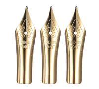 PATIKIL 0.6 mm Line Width Fountain Pen Nib Replacement, 3 Pack 304 Stainless Steel Special Spare Ink Dip Calligraphy Pen Nib for Drawing Writing Signing, Gold(Small Curved Tip)