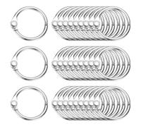 PATIKIL 0.6" x 0.8" Loose Leaf Binder Rings, 30 Pcs Metal Book Rings Nickel Keychain Ring for Paper Index Cards Flash Card Notebook Rings Office Home Book Binder, Silver Tone