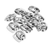 PATIKIL 0.6x0.4 Cord Locks, 10 Pack Double Hole Spring End Toggle Stopper for Drawstring Bag Shoelaces, Silver Tone