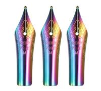 PATIKIL 0.7 mm Line Width Fountain Pen Nib Replacement, 3 Pack 304 Stainless Steel Special Spare Ink Dip Calligraphy Pen Nib for Drawing Writing Signing, Colorful(M Tip)