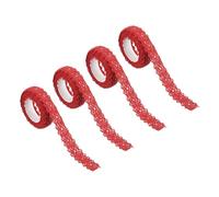 PATIKIL 0.7" Wide 2 Yards Self-Adhesive Lace Tape Lace Ribbon, 4 Pack Cotton Washi Trim Stickers Masking for Craft Scrapbooking DIY Card Making, Red