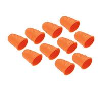 PATIKIL 0.71x1.14 Inch Rubber Finger Tips, 10 Pack Silicone Thumb Fingertip Protector Covers Guard Pads Thimble Grips for Office Counting Sewing, Orange Medium Size