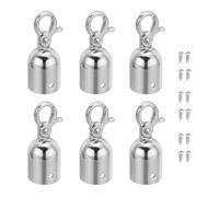 PATIKIL 0.8"x2" Stanchion Rope End Stopper, 6 Pack Cord End Caps Barrier Rope End Cap Snap Hooks for Crowd Control Queue Divider, Silver