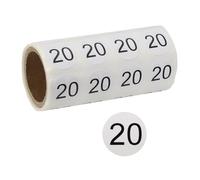 PATIKIL 0.8Inch Number Stickers, Number 20 Sticker Numbers Labels Round Small Vinyl Self Adhesive Label Circle Decals 500 Pcs 1 Roll for Photo Album Poster Table, Black