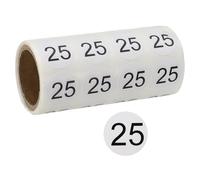 PATIKIL 0.8Inch Number Stickers, Number 25 Sticker Numbers Labels Round Small Vinyl Self Adhesive Label Circle Decals 500 Pcs 1 Roll for Photo Album Poster Table, Black