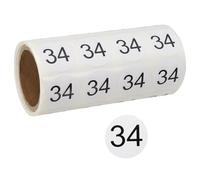 PATIKIL 0.8Inch Number Stickers, Number 34 Sticker Numbers Labels Round Small Vinyl Self Adhesive Label Circle Decals 500 Pcs 1 Roll for Photo Album Poster Table, Black