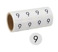 PATIKIL 0.8Inch Number Stickers, Number 9 Sticker Numbers Labels Round Small Vinyl Self Adhesive Label Circle Decals 500 Pcs 1 Roll for Photo Album Poster Table, Black