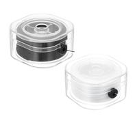 PATIKIL 0.8mm Flat Stretch Bracelet String with Organizing Boxes 2 Rolls 100 Meters Clear Elastic String for Bracelet Beading Making, White Black