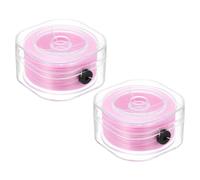 PATIKIL 0.8mm Flat Stretch Bracelet String with Organizing Boxes 2 Rolls 100 Meters Clear Elastic String for Bracelet Beading Making, Pink