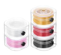 PATIKIL 0.8mm Flat Stretch Bracelet String with Organizing Boxes 5 Rolls 100 Meters Clear Elastic String for Bracelet Beading Making, White/Pink/Yellow/Red/Black