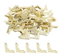 PATIKIL 0.9 x 0.9 Inches Metal Book Corners Protector, Vintage Iron Triangle Decorative Trim Corner Guard Edge Cover for Notebook Scrapbooking Albums - 80pcs (Gold)