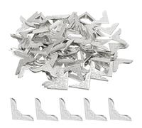 PATIKIL 0.9 x 0.9 Inches Metal Book Corners Protector, Vintage Iron Triangle Decorative Trim Corner Guard Edge Cover for Notebook Scrapbooking Albums - 80pcs (Silver)