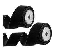 PATIKIL 0.98 Inch x 2.18 Yards Velvet Ribbons, 2Pcs Single Faced Vintage Velvet Ribbons Spool Perfect for Decor Gift DIY Wrapping Craft Wedding Hair Bow, Black