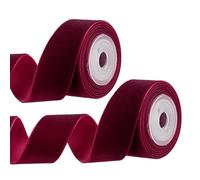 PATIKIL 0.98 Inch x 2.18 Yards Velvet Ribbons, 2Pcs Single Faced Vintage Velvet Ribbons Spool Perfect for Decor Gift DIY Wrapping Craft Wedding Hair Bow, Wine Red
