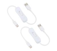 PATIKIL 0.98ft USB Extension Cable with on Off Switch, 2pcs 66W Fast Charging Type C to USB Male Data Power Supply Cord Wire for LED Strip Desk Lamp Fan White