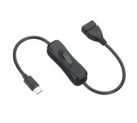 PATIKIL 0.98ft USB Extension Cable with on Off Switch, Type C to USB Female Data Support Power Supply Cord Wire for LED Strip Desk Lamp Fan, Black