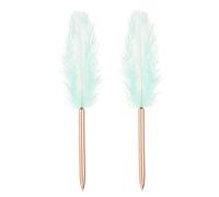 PATIKIL 1.0mm Feather Ballpoint Pens Bulk, 2Pcs Black Ink Vintage Plated Rod Quill Writing Pens for Office Wedding Guest Signature Style 1, Blue/Rose Gold