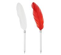PATIKIL 1.0mm Feather Ballpoint Pens Bulk, 2Pcs Black Ink Vintage Plated Rod Quill Writing Pens for Office Wedding Guest Signature Style 2, Red/White