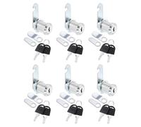 PATIKIL 1-1/16" Cabinet Cam Locks, 6 Pack Keyed Alike Cam Locks Set Zinc Alloy Storage Lock with Keys for File Drawer Mailbox Toolbox, Silver Tone