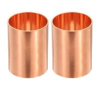 PATIKIL 1-1/2" Copper Coupling Fittings with Sweat Ends, 2 Pcs Straight Copper Pipe Fitting Coupler Without Stop Solder Connection Welding Joint Connector for HVAC Air Conditioning