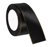 PATIKIL 1-1/2 Inch x 24 Yards Satin Ribbon with Gold Edge, Double Face Polyester Satin Ribbon for Gift Wrapping DIY Crafts, Floral Bouquets, Hair Bows, Sewing Projects, Black
