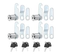PATIKIL 1-1/8" Cam Lock with Keys, 4 Pack Zinc Alloy Keyed Different Cabinet Cam Lock Set RV Storage Lock for File Drawer Mailbox Toolbox, Silver Tone