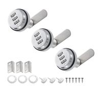 PATIKIL 1-1/8" Combination Cam Lock, 3 Pcs File Cabinet Locks with Combination Password Coded Cabinet Locks with Cylinder Chrome for 0.6-1" Thick Wood Drawer Mailbox Filing Cabinet, Silver