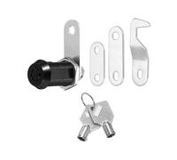 PATIKIL 1-1/8 Inch Black Cabinet Locks with Silver Keys, 1 Pack Zinc Alloy Cam Lock Cylinder RV Lock Set Keyed Alike for Cabinet RV Drawer Storage Door Tool Box