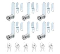 PATIKIL 1-1/8 Inch Cabinet Locks with Keys, 6 Pack Zinc Alloy Cam Lock Cylinder RV Lock Set Key Different for Cabinet RV Drawer Storage Door Tool Box, Silver
