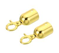 PATIKIL 1.1" Stanchion Rope End Stopper, 2 Pack Cord End Caps Barrier Rope End Cap Snap Hooks for Crowd Control Queue Divider, Golden