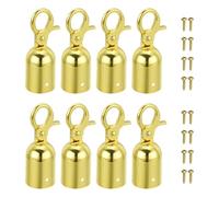 PATIKIL 1.1"x3.1" Stanchion Rope End Stopper, 8 Pack Cord End Caps Barrier Rope End Cap Snap Hooks for Crowd Control Queue Divider, Golden