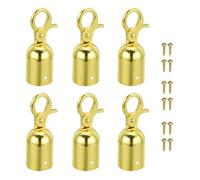 PATIKIL 1.1"x3.2" Stanchion Rope End Stopper, 6 Pack Cord End Caps Barrier Rope End Cap Snap Hooks for Crowd Control Queue Divider, Golden