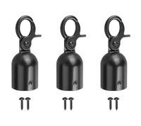 PATIKIL 1.1"x3" Stanchion Rope End Stopper, 3 Pack Cord End Caps Barrier Rope End Cap Snap Hooks for Crowd Control Queue Divider, Black