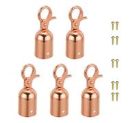 PATIKIL 1.1"x3" Stanchion Rope End Stopper, 5 Pack Cord End Caps Barrier Rope End Cap Snap Hooks for Crowd Control Queue Divider, Rose Gold