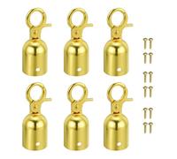 PATIKIL 1.1"x3" Stanchion Rope End Stopper, 6 Pack Cord End Caps Barrier Rope End Cap Snap Hooks for Crowd Control Queue Divider, Golden