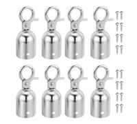 PATIKIL 1.1"x3" Stanchion Rope End Stopper, 8 Pack Cord End Caps Barrier Rope End Cap Snap Hooks for Crowd Control Queue Divider, Silver