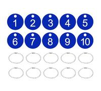 PATIKIL 1-10 Number Tags, 10Pcs Round ID Number Key Tags Plastic Numbered Keychain with Key Rings for Luggage Lockers Organizer Field Sales Hangers Clothes Labels, Blue-Black