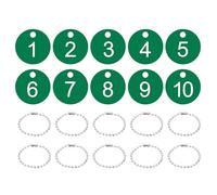 PATIKIL 1-10 Number Tags, 10Pcs Round ID Number Key Tags Plastic Numbered Keychain with Key Rings for Luggage Lockers Organizer Field Sales Hangers Clothes Labels, White-Green