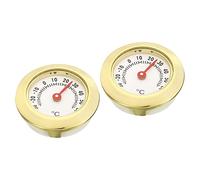 PATIKIL 1.1Inch Mini Indoor Outdoor Thermometer, 2 Pack Round Temperature Monitor Celsius Meter Gauge No Battery Required for Greenhouse Table Room, Gold