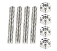 PATIKIL 1/2"-13 UNC Fully Threaded Rod, 80mm Length 304 Stainless Steel Right Hand Long Thread Bar Studs with Nuts for Pipes Clamps Hangers U-Bolts 2Pcs
