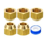 PATIKIL 1/2" Brass Flare Nut, 5pcs SAE 45 Degree Copper Flared Tube Fitting Brass Pipe Fitting for Air Conditioner Water Gas Line, Glossy