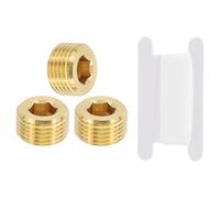 PATIKIL 1/2" BSP Male Pipe Plug Fitting, 3Pcs Brass Hex Counter Sunk Plug Brass Male Connector Socket for Closing The End of Pipe Industrial Machinery Fittings