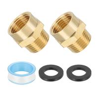 PATIKIL 1/2" G Female x 1/2" NPT Male Brass Pipe Fitting, Pipe Extension Connectors Reducer Adapter for Air LP Gas with PTFE Tape - 2PCS
