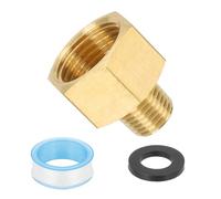PATIKIL 1/2" G Female x 1/4" NPT Male Brass Pipe Fitting, Pipe Extension Connectors Reducer Adapter for Air LP Gas with PTFE Tape - 1PCS