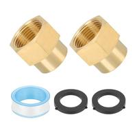PATIKIL 1/2" G Female x 3/4" NPT Female Brass Pipe Fitting, Pipe Extension Connectors Reducer Adapter for Air LP Gas Oil with PTFE Tape - 2PCS