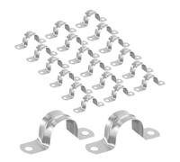 PATIKIL 1" 2 Hole U Bracket Conduit Clamps, 20PCS Stainless Steel Rigid Pipe Strap for Fixing Water Pipe Cables Securing Hoses Tube Fuel Lines, Silver